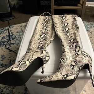 Steve Madden Thigh High Snakeskin Stiletto Boots